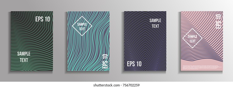 The minimal geometric coverage. A set of modern abstract oblong objects from vector abstract lines. Future template for the design of the background of albums, business brochures, banner, poster.