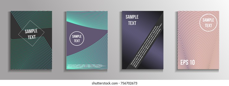 The minimal geometric coverage. A set of modern abstract oblong objects from vector abstract lines. Future template for the design of the background of albums, business brochures, banner, poster.