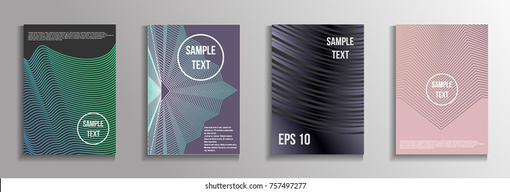 The minimal geometric coverage. A set of modern abstract oblong objects from vector abstract lines. Future template for the design of the background of albums, business brochures, banner, poster.