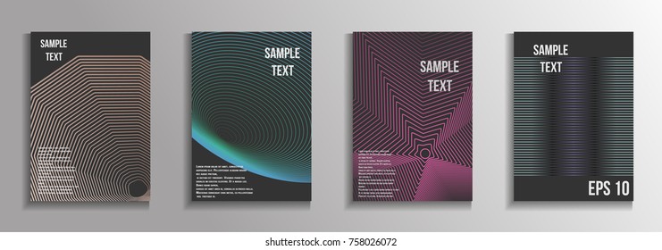 The minimal geometric coverage. A set of modern abstract oblong objects from vector abstract lines. Future template for the design of the background of albums, business brochures, banner, poster.