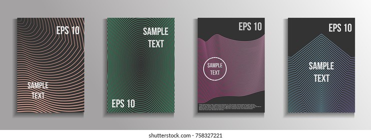 The minimal geometric coverage. A set of modern abstract oblong objects from vector abstract lines. Future template for the design of the background of albums, business brochures, banner, poster.