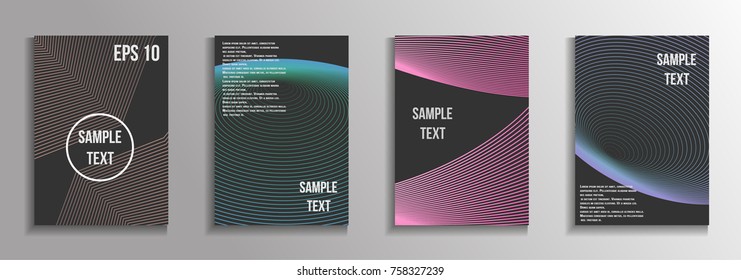 The minimal geometric coverage. A set of modern abstract oblong objects from vector abstract lines. Future template for the design of the background of albums, business brochures, banner, poster.