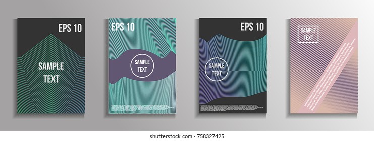 The minimal geometric coverage. A set of modern abstract oblong objects from vector abstract lines. Future template for the design of the background of albums, business brochures, banner, poster.