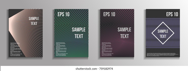 The minimal geometric coverage. A set of modern abstract oblong objects from vector abstract lines. Future template for the design of the background of albums, business brochures, banner, poster.