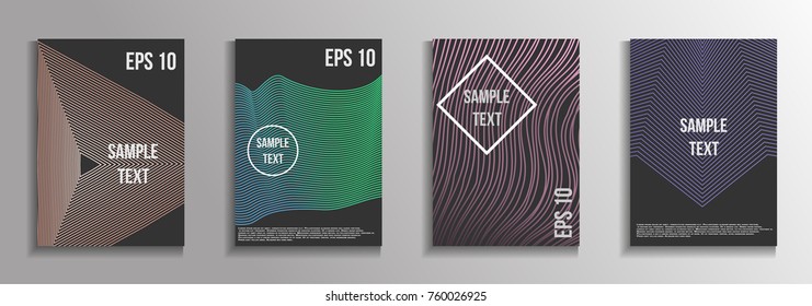 The minimal geometric coverage. A set of modern abstract oblong objects from vector abstract lines. Future template for the design of the background of albums, business brochures, banner, poster.