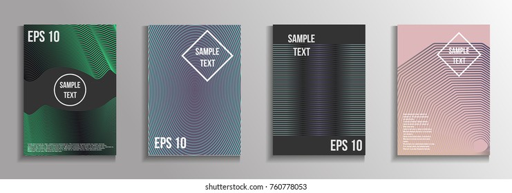 The minimal geometric coverage. A set of modern abstract oblong objects from vector abstract lines. Future template for the design of the background of albums, business brochures, banner, poster.