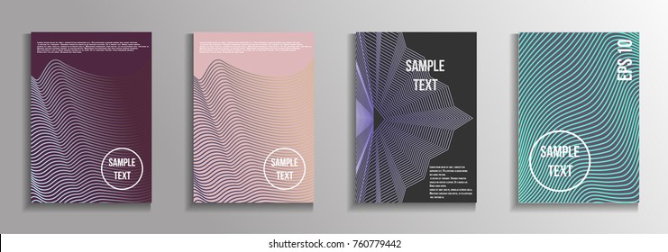 The minimal geometric coverage. A set of modern abstract oblong objects from vector abstract lines. Future template for the design of the background of albums, business brochures, banner, poster.