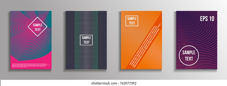 La cobertura geométrica mínima. Conjunto de objetos oblongos abstractos modernos de líneas vectoriales abstractas. Futura plantilla para el diseño de los antecedentes de álbumes, folletos comerciales, banner, afiche.