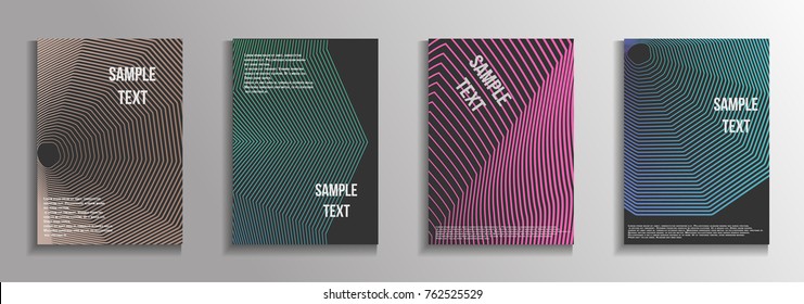 The minimal geometric coverage. A set of modern abstract oblong objects from vector abstract lines. Future template for the design of the background of albums, business brochures, banner, poster.