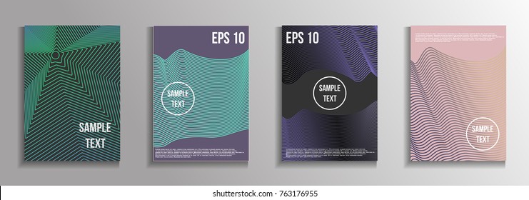 The minimal geometric coverage. A set of modern abstract oblong objects from vector abstract lines. Future template for the design of the background of albums, business brochures, banner, poster.