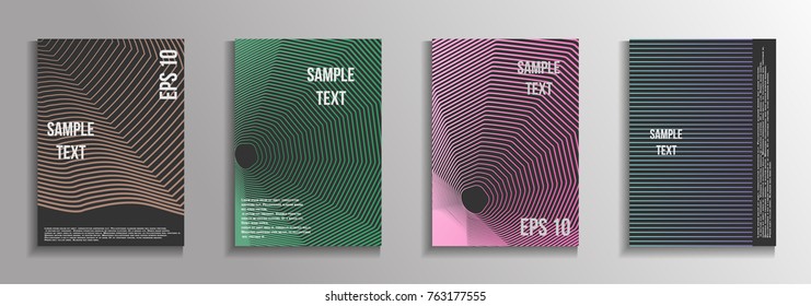 The minimal geometric coverage. A set of modern abstract oblong objects from vector abstract lines. Future template for the design of the background of albums, business brochures, banner, poster.