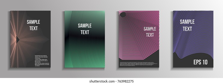 The minimal geometric coverage. A set of modern abstract oblong objects from vector abstract lines. Future template for the design of the background of albums, business brochures, banner, poster.