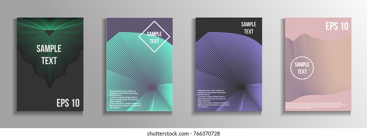 The minimal geometric coverage. A set of modern abstract oblong objects from vector abstract lines. Future template for the design of the background of albums, business brochures, banner, poster.