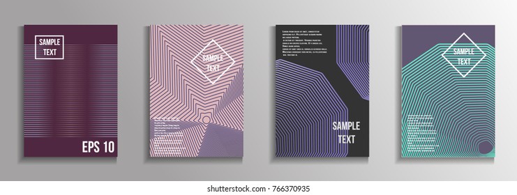 The minimal geometric coverage. A set of modern abstract oblong objects from vector abstract lines. Future template for the design of the background of albums, business brochures, banner, poster.