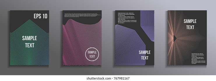 The minimal geometric coverage. A set of modern abstract oblong objects from vector abstract lines. Future template for the design of the background of albums, business brochures, banner, poster.