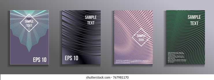 La cobertura geométrica mínima. Conjunto de objetos oblongos abstractos modernos de líneas vectoriales abstractas. Futura plantilla para el diseño de los antecedentes de álbumes, folletos comerciales, banner, afiche.