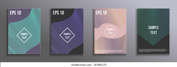 The minimal geometric coverage. A set of modern abstract oblong objects from vector abstract lines. Future template for the design of the background of albums, business brochures, banner, poster.