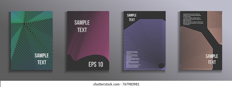 The minimal geometric coverage. A set of modern abstract oblong objects from vector abstract lines. Future template for the design of the background of albums, business brochures, banner, poster.