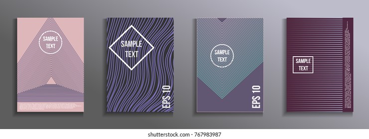The minimal geometric coverage. A set of modern abstract oblong objects from vector abstract lines. Future template for the design of the background of albums, business brochures, banner, poster.