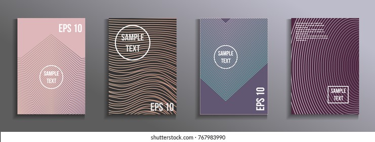 The minimal geometric coverage. A set of modern abstract oblong objects from vector abstract lines. Future template for the design of the background of albums, business brochures, banner, poster.