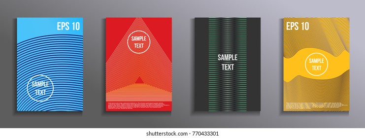 The minimal geometric coverage.    A set of modern abstract objects from abstract lines. Creative colors backgrounds. Design for the design of covers of business brochures, banners, posters.