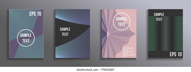 The minimal geometric coverage.    A set of modern abstract objects from abstract lines. Creative colors backgrounds. Design for the design of covers of business brochures, banners, posters.