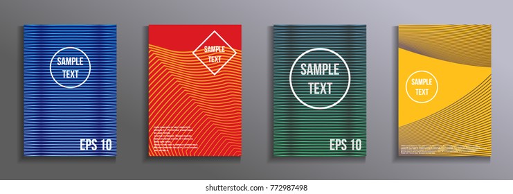 The minimal geometric coverage.    A set of modern abstract objects from abstract lines. Creative colors backgrounds. Design for the design of covers of business brochures, banners, posters.