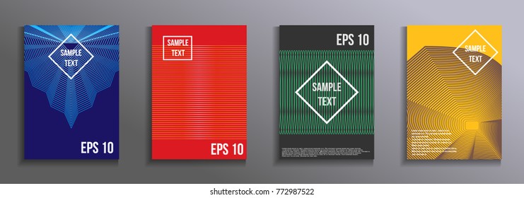 The minimal geometric coverage.    A set of modern abstract objects from abstract lines. Creative colors backgrounds. Design for the design of covers of business brochures, banners, posters.