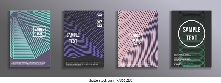 The minimal geometric coverage.    A set of modern abstract objects from abstract lines. Creative colors backgrounds. Design for the design of covers of business brochures, banners, posters.