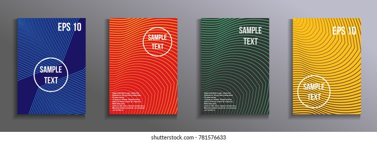 The minimal geometric coverage.    A set of modern abstract objects from abstract lines. Creative colors backgrounds. Design for the design of covers of business brochures, banners, posters.