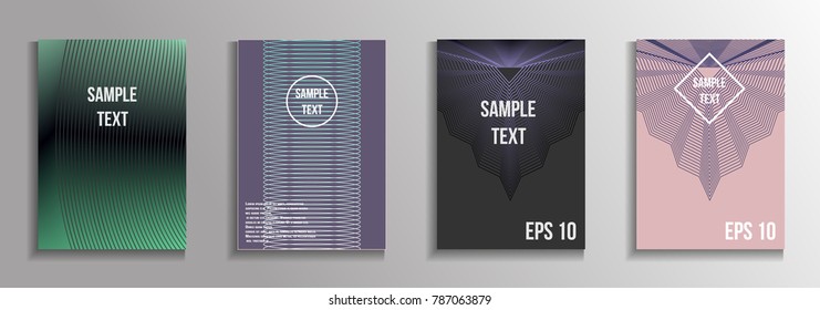 The minimal geometric coverage. A set of modern abstract oblong objects from vector abstract lines. Future template for the design of the background of albums, business brochures, banner, poster.