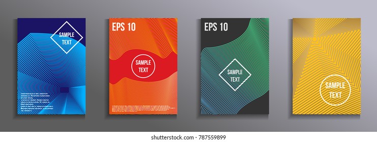 The minimal geometric coverage. A set of modern abstract objects from abstract lines. Creative colors backgrounds. Design for the design of covers of business brochures, banners, posters.