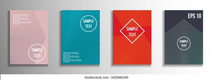 The minimal geometric coverage.  A set of rectangular patterns from iridescent lines.
 Creative background colors.  Suitable for decorating business brochures, banners, posters.