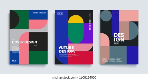 Minimal geometric covers set. Bauhaus design. 