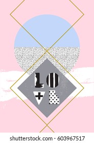 Minimal geometric creative universal card. Design for poster, card, invitation, placard, brochure, flyer. Vector. 