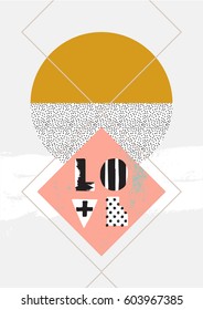 Minimal geometric creative universal card.Design for poster, card, invitation, placard, brochure, flyer. Vector. 