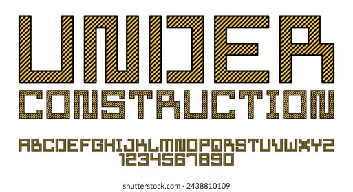 Minimal geometric cyberpunk font, vector typeface in geometry minimalist square style, future technology simple urban Neonoire typography, alphabet letters and numbers pixel style.