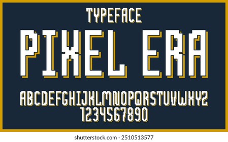 Fuente minimalista geométrica cyberpunk, tipografía de Vector en geometría estilo cuadrado minimalista, tipografía urbana simple de Neonoire de tecnología futura, letras de alfabeto y números estilo píxel.