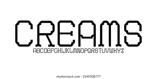 Minimal geometric cyberpunk font, vector dimensional typeface in geometry minimalist cubic style, future technology simple urban engineering typography.
