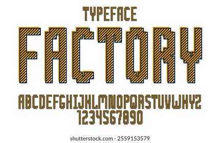 Minimal geometric cyberpunk font, vector typeface in geometry minimalist square style, future technology simple urban Neonoire typography, alphabet letters and numbers pixel style.