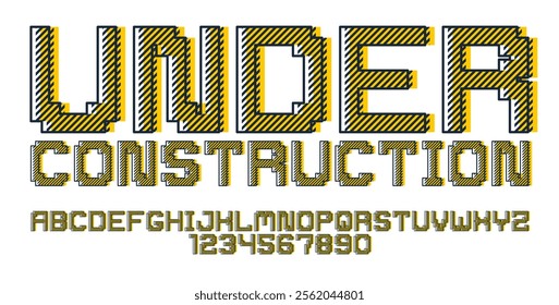 Minimal geometric cyberpunk font, vector typeface in geometry minimalist square style, future technology simple urban Neonoire typography, alphabet letters and numbers pixel style.