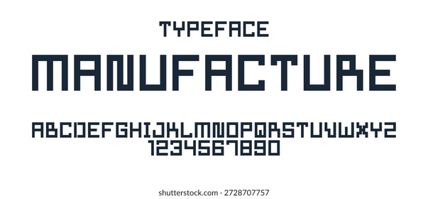 Fuente minimalista geométrica cyberpunk, tipografía de Vector en geometría estilo cuadrado minimalista, tipografía urbana simple de Neonoire de tecnología futura, letras de alfabeto y números estilo píxel.
