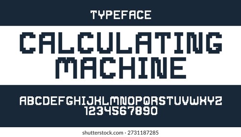 Fuente minimalista geométrica cyberpunk, tipografía de Vector en geometría estilo cuadrado minimalista, tipografía urbana simple de Neonoire de tecnología futura, letras de alfabeto y números estilo píxel.