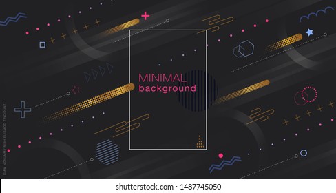 Minimal geometric design in black background Applicable for banner, cover, flyers, posters, flyers, brochure, web etc.
Vector design template