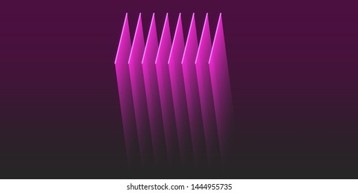 Minimal geometric design. Halftone background with 3D pink planks on it