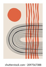 Minimal geometric design poster, hand painted wall decoration, cover. EPS10 vector template with simple shapes.