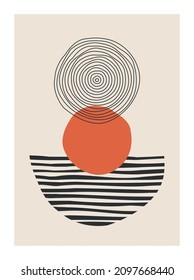 Cartel de diseño geométrico mínimo, decoración de pared pintada a mano, cubierta. Plantilla vectorial EPS10 con formas simples.