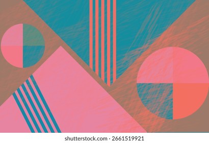 Cartaz de design geométrico mínimo, modelo com elementos de formas primitivas, estilo hipster de cores modernas