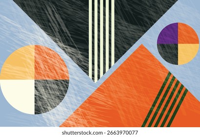 Minimal geometric design poster, template with primitive shapes elements, modern color hipster style