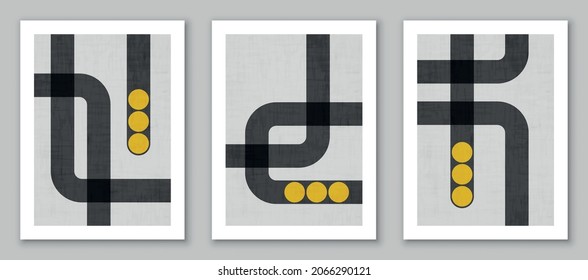 Cartel de diseño geométrico mínimo, plantilla vectorial para la decoración de paredes, cubierta, postal. Vector EPS10.